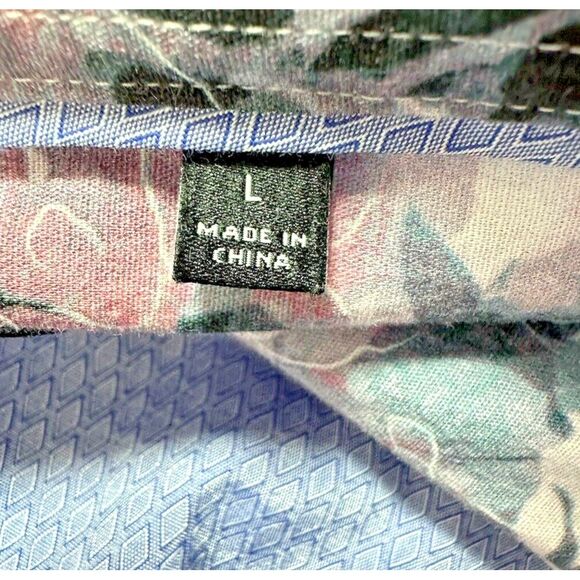 7 Diamonds Shirt Mens L Lilac Purple Stretch Button Up Floral Contrast Flip Cuff - Picture 7 of 13